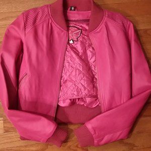 Knoles & Carter hot pink Italian lambskin leather jacket New size small